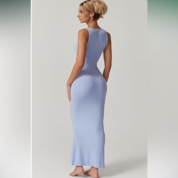 Women's Square Neck Long Maxi Dress Sleeveless Lounge Ribbed Full Length NWT S - Picture 4 of 6